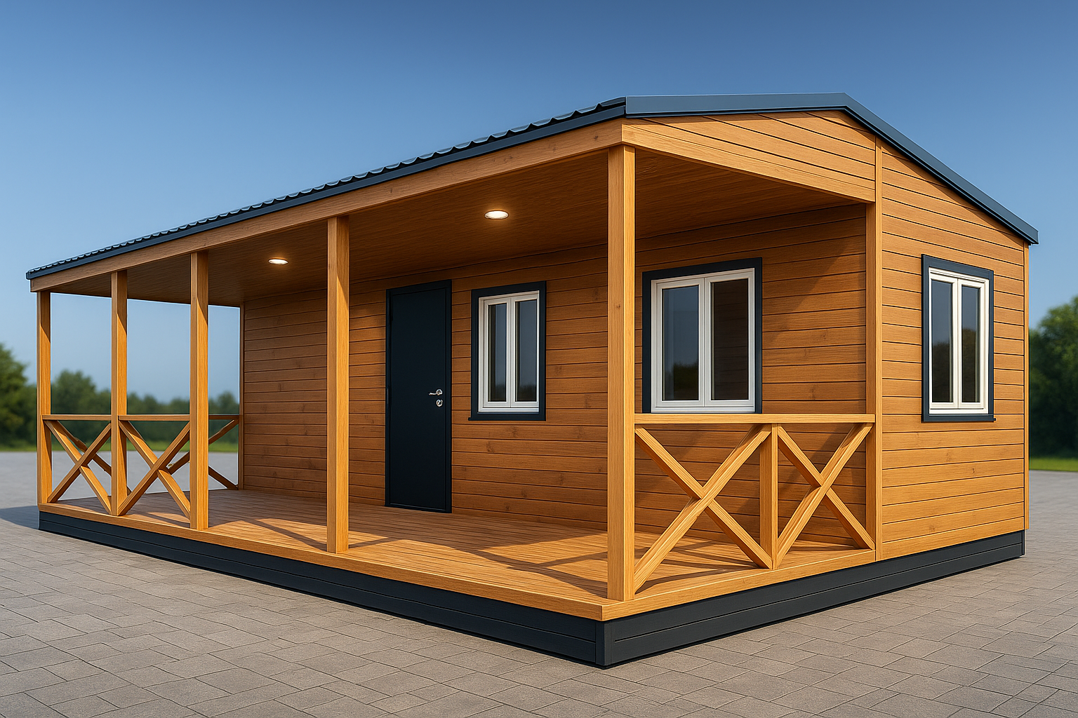 Каркасний модуль: будинок з терасою